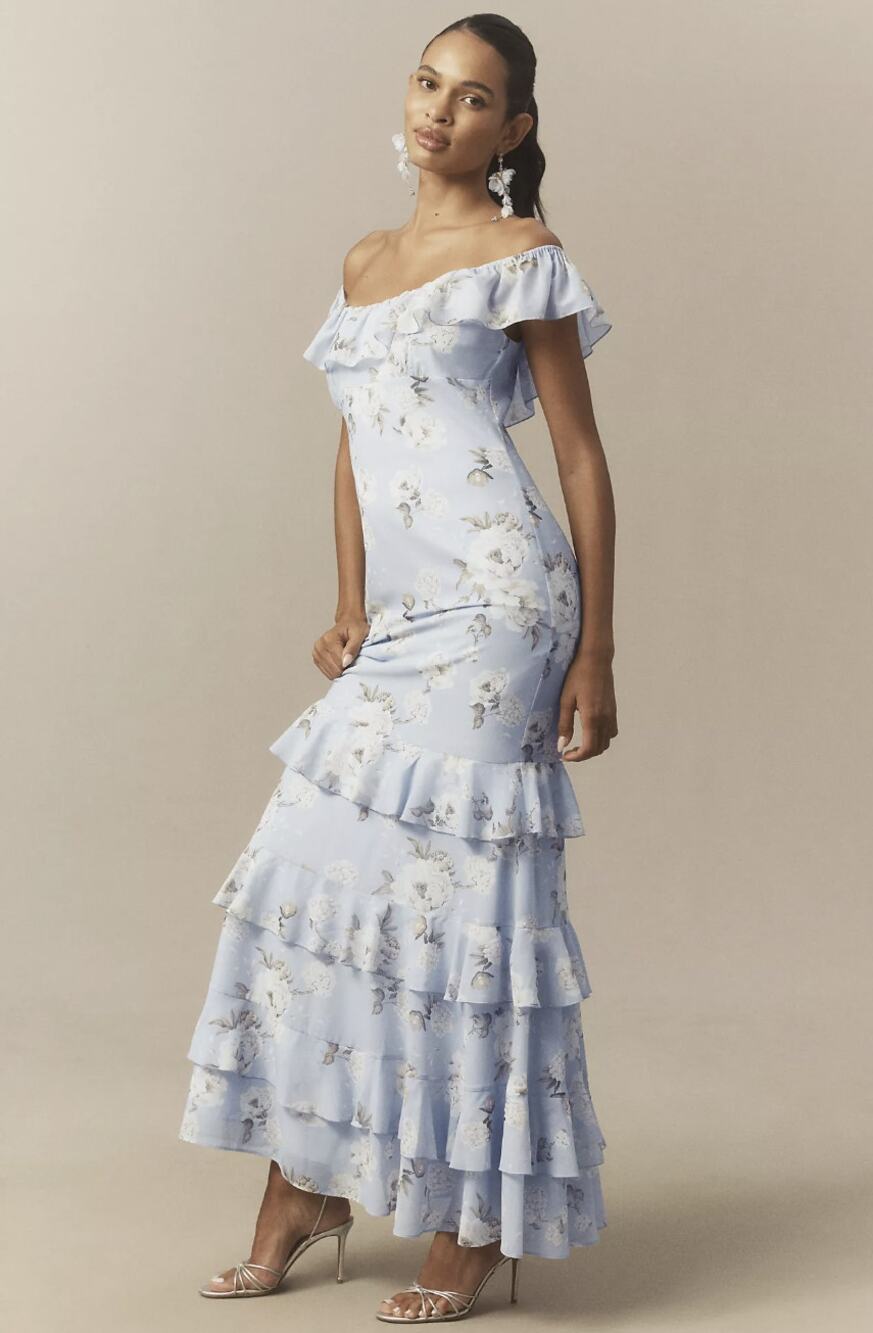 NWT BHLDN Elara Ruffle Chiffon Maxi Dress